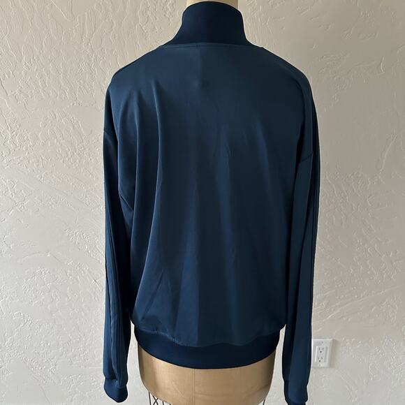 ZARA | Women's Full Zip Retro Jacket NEW Size Medium Blue Petrol Varsity Track - Picture 7 of 14